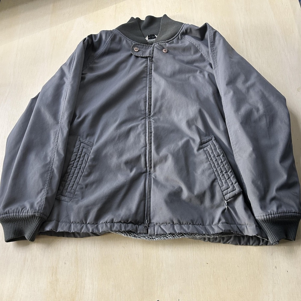 Vintage Haggar Jacket Mens XLT Gray Microfiber Bomber Full Zip Fleece Lined Coat